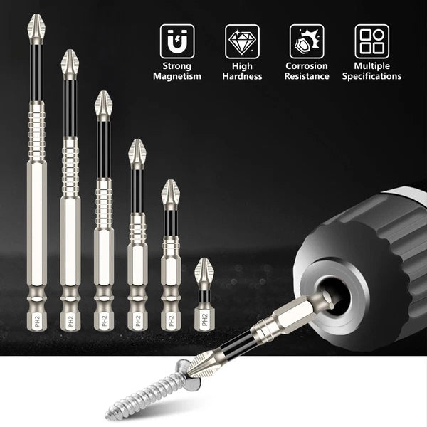 6pcs High-Magnetic Screwdriver Drill Bit Set Anti-Slip Magnetic Screwdriver Set