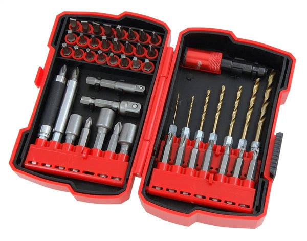 50pc Screwdriver Bit Set Ph1, Ph2 & Ph3 + Socket Adapters & Hex Shank Drill Bits