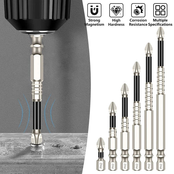 6pcs High-Magnetic Screwdriver Drill Bit Set Anti-Slip Magnetic Screwdriver Set