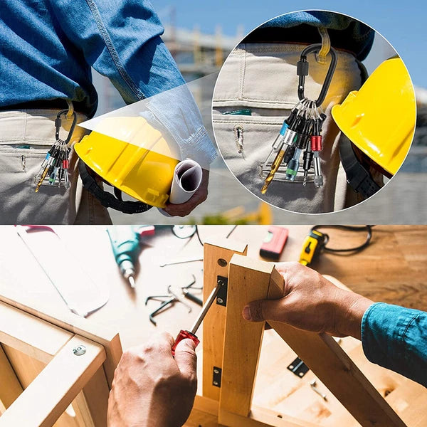 12PCS 1/4" Hex Shank Quick Release Keychain Screwdriver Drill Bit Holder Bit Set