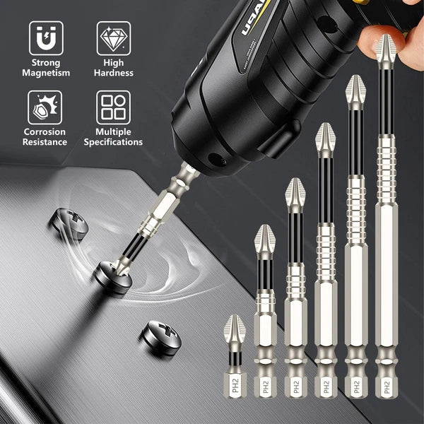 6pcs High-Magnetic Screwdriver Drill Bit Set Anti-Slip Magnetic Screwdriver Set