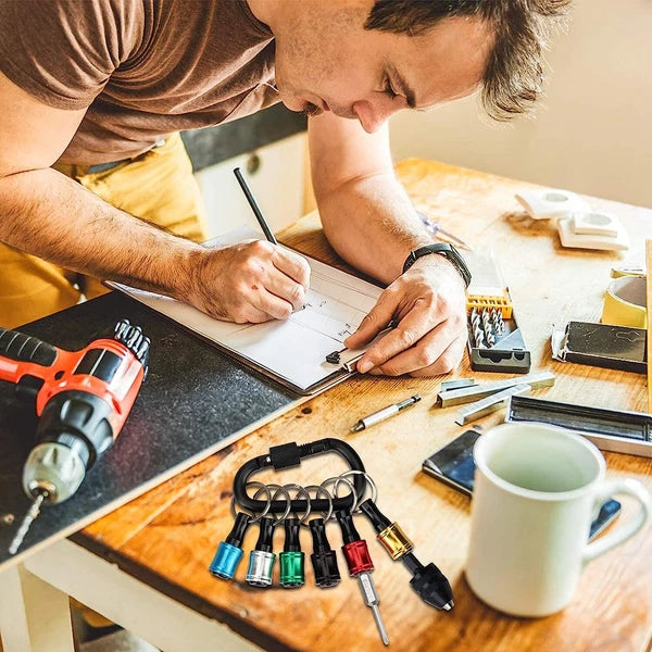 12PCS 1/4" Hex Shank Quick Release Keychain Screwdriver Drill Bit Holder Bit Set