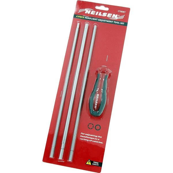4pc Headlight Adjustment Tool Set T25 H6 & H7 X 300mm Torx Hex Allen Screwdriver