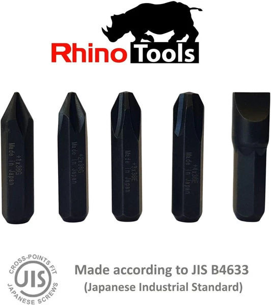 5/16" JIS Impact Screwdriver Bits | Made in Japan | +1 +2 +3 +4-10 (36Mm Long)