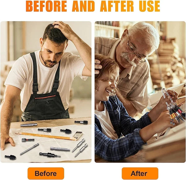 12PCS 1/4" Hex Shank Quick Release Keychain Screwdriver Drill Bit Holder Bit Set