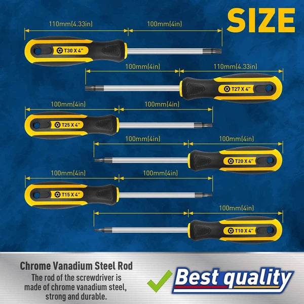 6-PIECE MAGNETIC TORX SCREWDRIVERS SET Driver Star Screwdriver T10 - T30 Tools