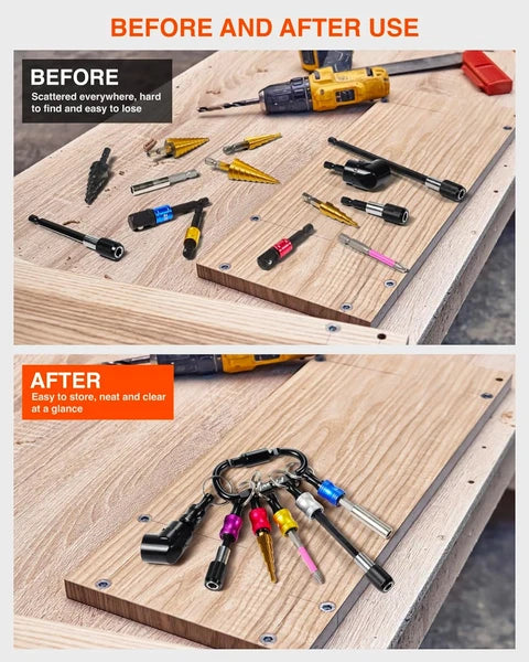 6Pcs Bit Holder Keychain Set - Quick Release Drill Adapter for Tools