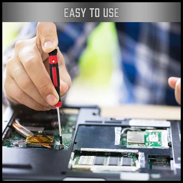 11-Piece Precision Screwdriver Set - Magnetic Mini Red, Silver, Black