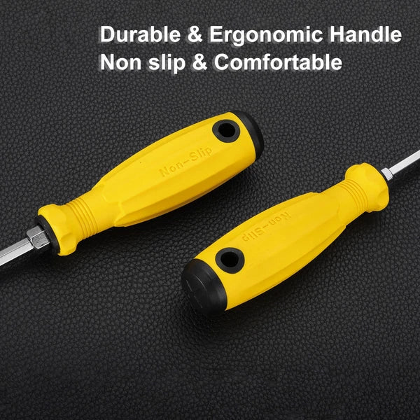 2 in 1 Screwdriver PH2 Phillips & SL3 Slotted Magnetic Screwdrivers, Yellow