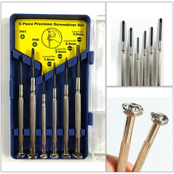 6 IN 1 Mini Watch Screwdriver Set Precision Jewelry Eyeglasses Repair Tool Kit E