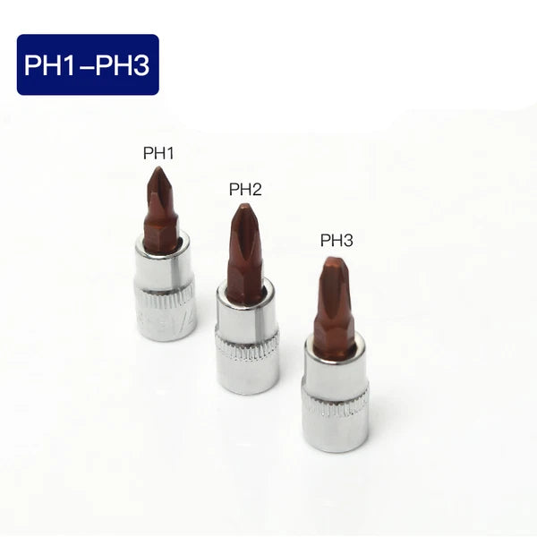 1/4in Square Driver Impact Bit Socket Torx Phillips Pizi Slotted Hex Ratchets