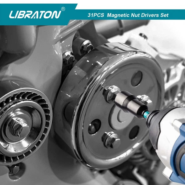 31PCS Magnetic Nut Driver Set, Impact Drill Driver Bit Set 1/4", Metric and S...