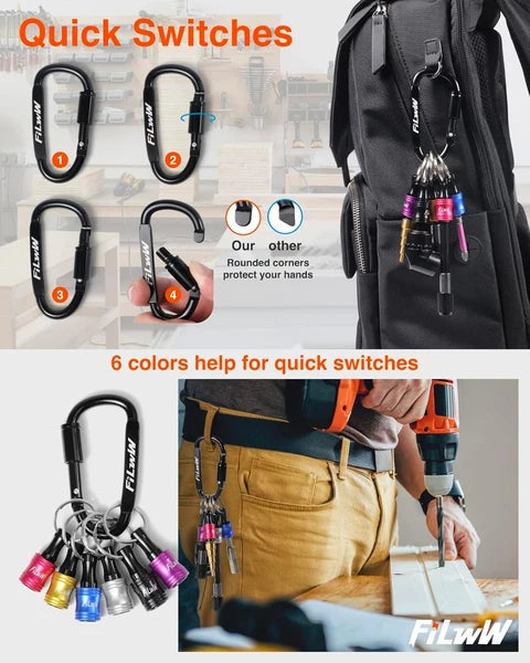 6Pcs Bit Holder Keychain Set - Quick Release Drill Adapter for Tools