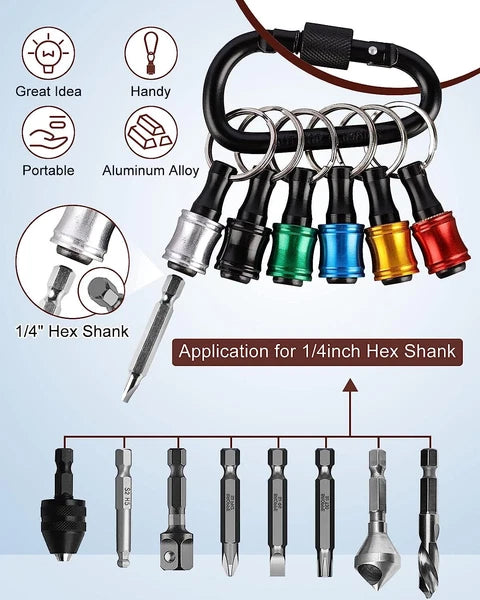 12PCS 1/4" Hex Shank Quick Release Keychain Screwdriver Drill Bit Holder Bit Set