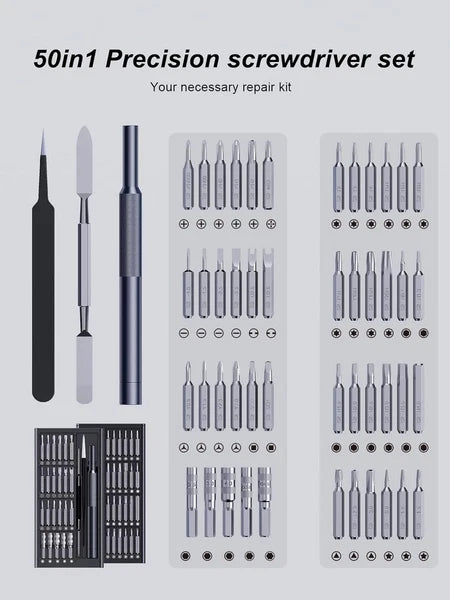 50-in-1 Magnetic Precision Screwdriver Set - Ergonomic Tool Kit for Electronics