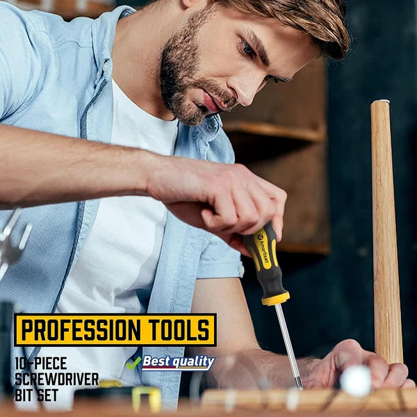 10Pcs Magnetic Screwdrivers Set,5 Phillips and 5 Slotted Tips Professional Cushi