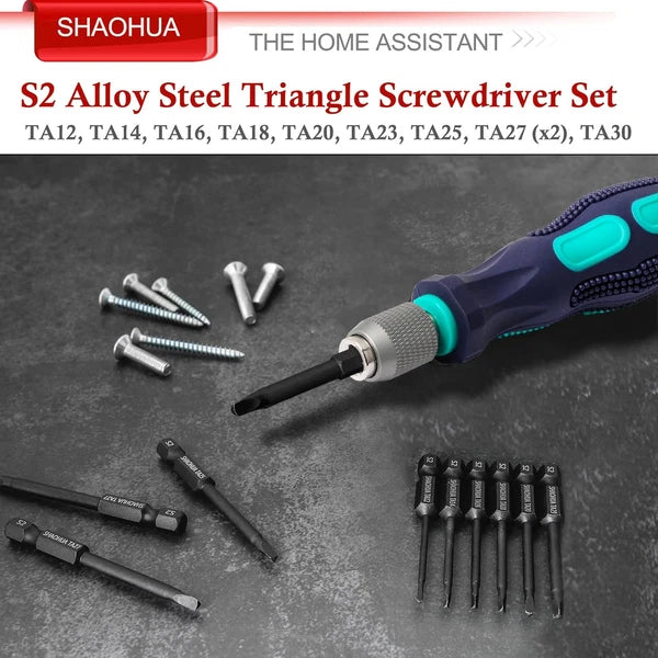 10PCS Triangle Screwdriver Set, S2 Steel Quick Change Bit Driver, Triangle Drill