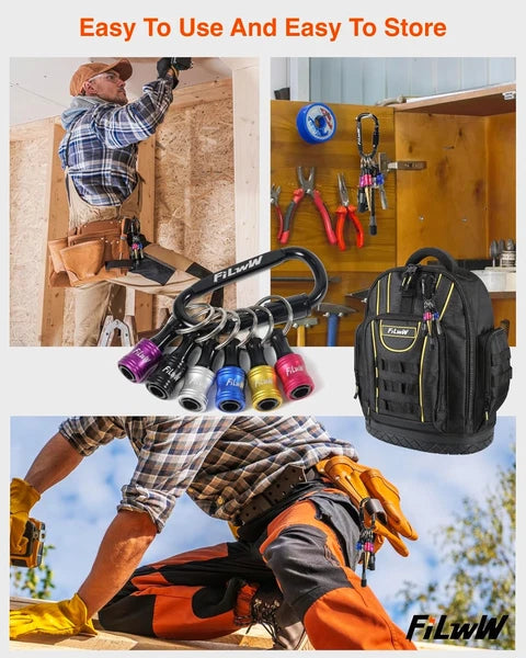 6Pcs Bit Holder Keychain Set - Quick Release Drill Adapter for Tools