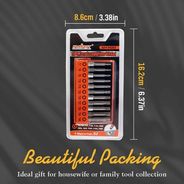 11 Pcs Tamper Resistant Star Bits S2 Steel T7-T40 Security Torx Bit Set & Holder