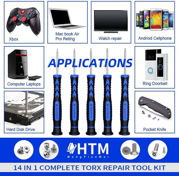 14 in 1 Torx Screwdriver Set with T1 T2 T3 T4 T5 T6 T7 T8 T9 T10 Security Tor...