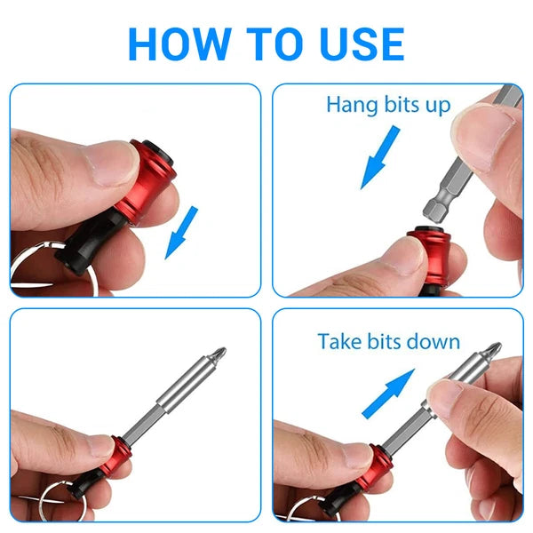 12PCS 1/4" Hex Shank Quick Release Keychain Screwdriver Drill Bit Holder Bit Set
