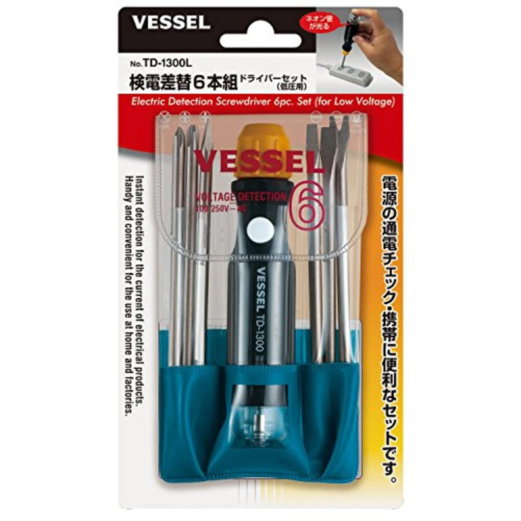 VESSEL 6-Piece Voltage Detection Screwdriver Set TD-1300L Thailand F/S w/Track#