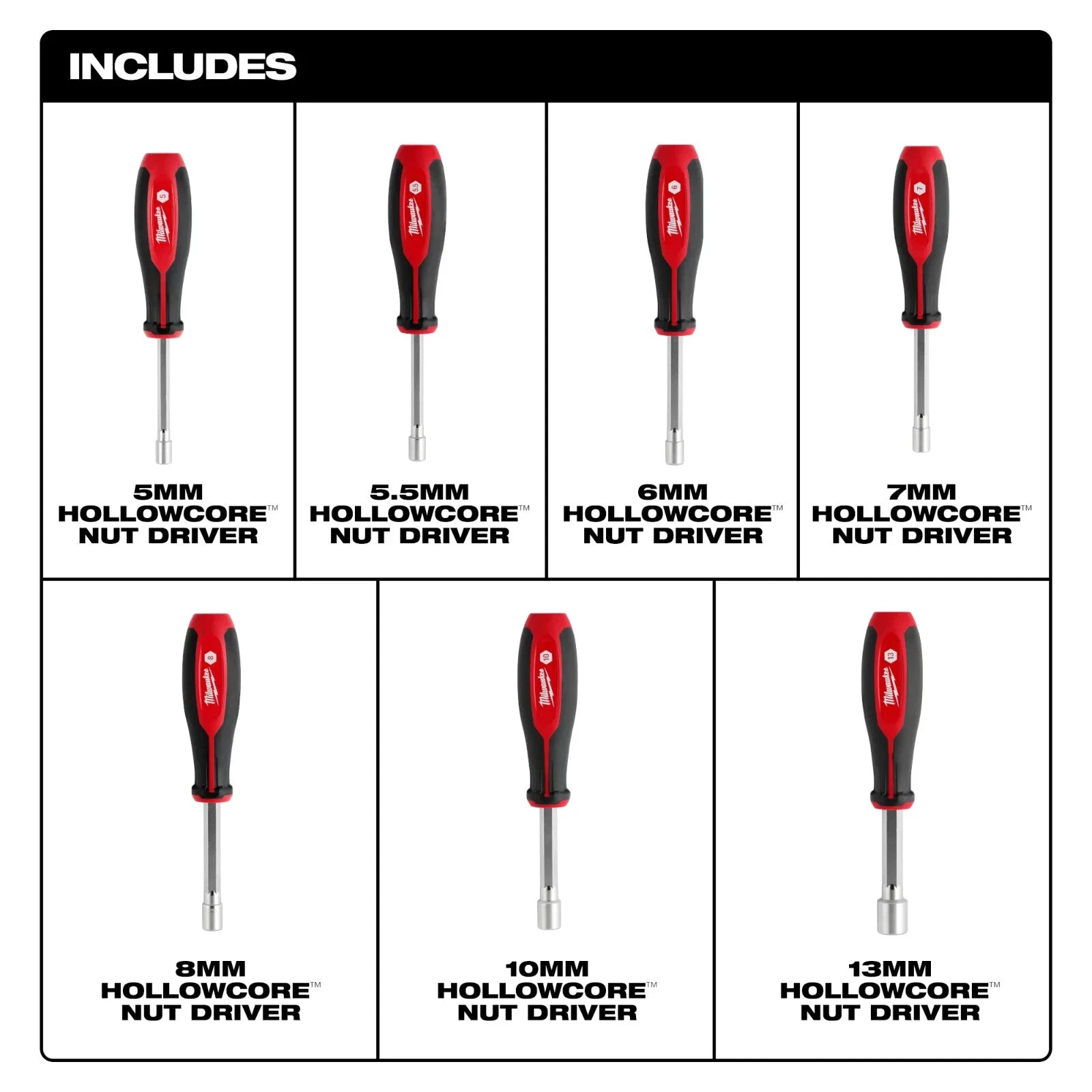 Milwaukee 48-22-2448 Metric HollowCore Nut Driver Set - 7 PC