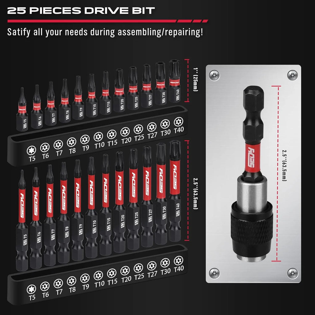 Torx Bit Set 1''&2.5'' Security Tamper Proof Torx Impact Screwdriver Bits, T5...