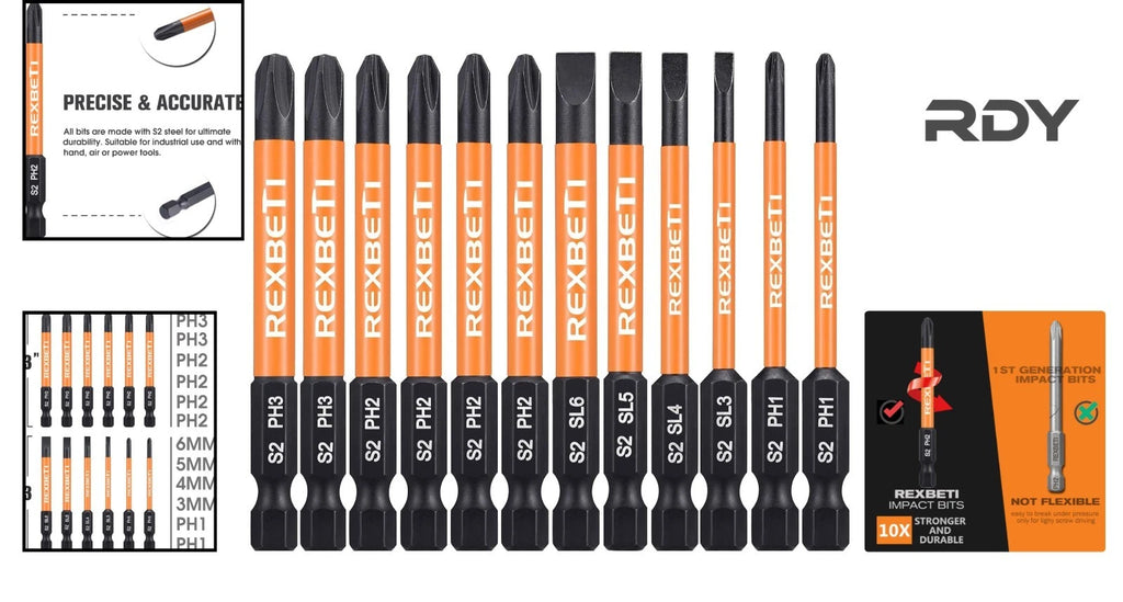Versatile 12-Piece Slotted Phillips Screwdriver Set, S2 Steel with Magnetic Tips