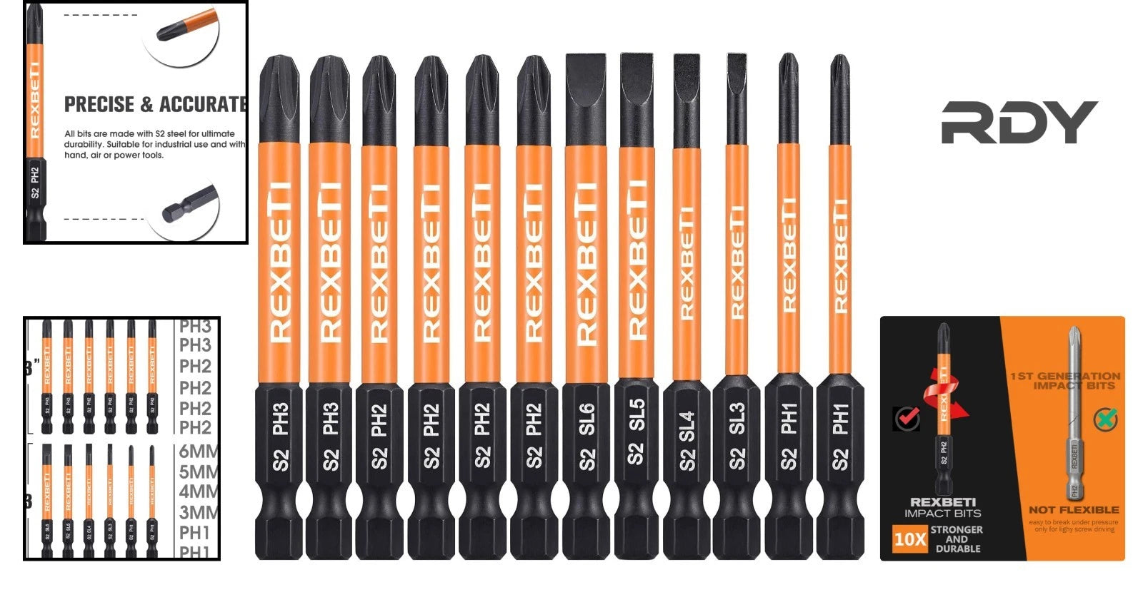 Versatile 12-Piece Slotted Phillips Screwdriver Set, S2 Steel with Magnetic Tips