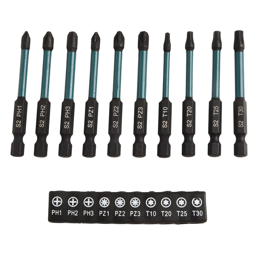 Magnetic Bit Set of 10 Pieces for Repairing Cars and Electronics Tools