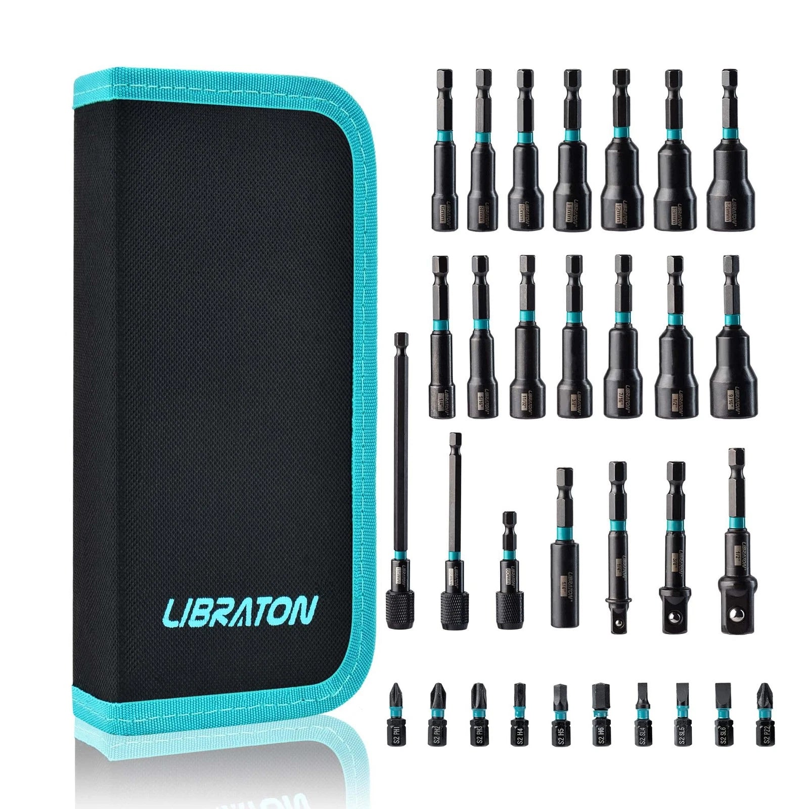 31PCS Magnetic Nut Driver Set, Impact Drill Driver Bit Set 1/4", Metric and S...