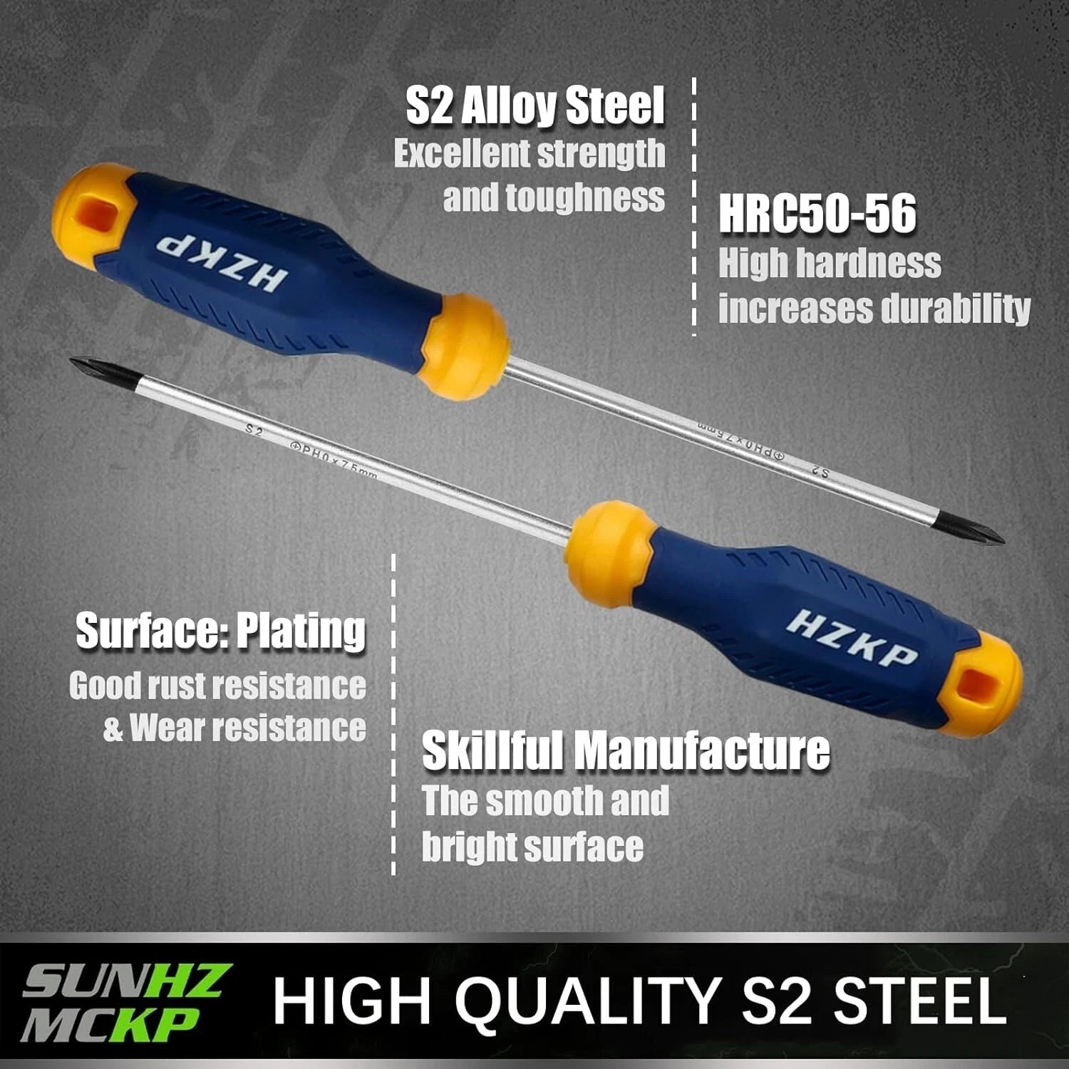SUNHZMCKP 7-Piece Screwdriver Set, 3 Phillips and 3 Flat Screw Driver Made