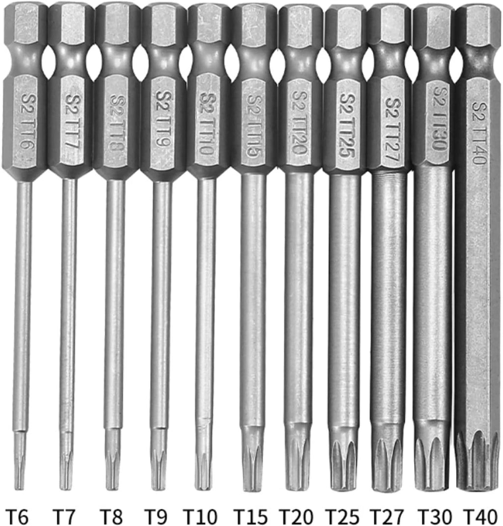 11x Torx Star Head Hex Shank Screwdriver Drill Bit Tool Set Driver Large Torque