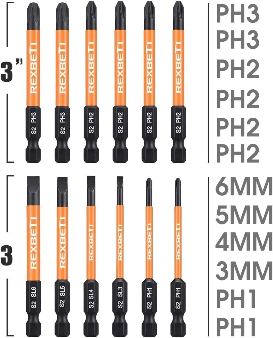 Versatile 12-Piece Slotted Phillips Screwdriver Set, S2 Steel with Magnetic Tips