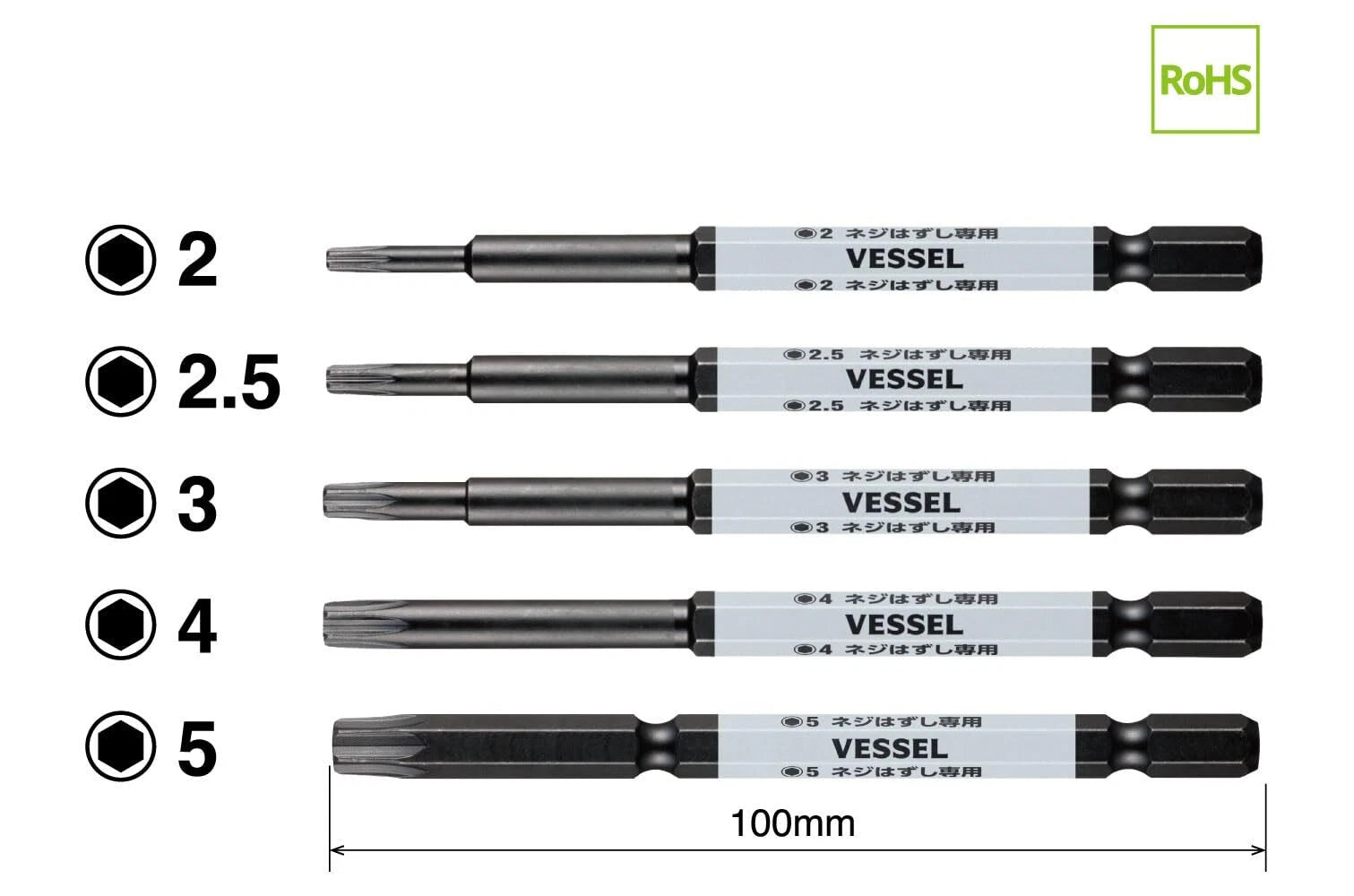 VESSEL Screw Removal Bit Hazucell Series Hazucell Hex Bit Set of 5 Oppos HZ5P-01