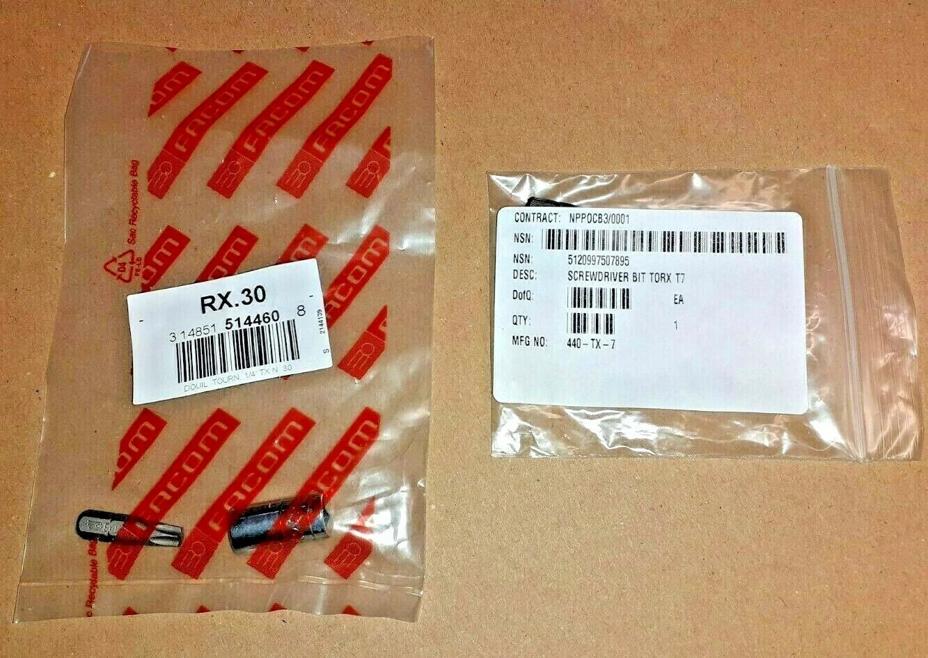 Facom 1/4" Bit Holder R245 and Torx Bits T7 T30