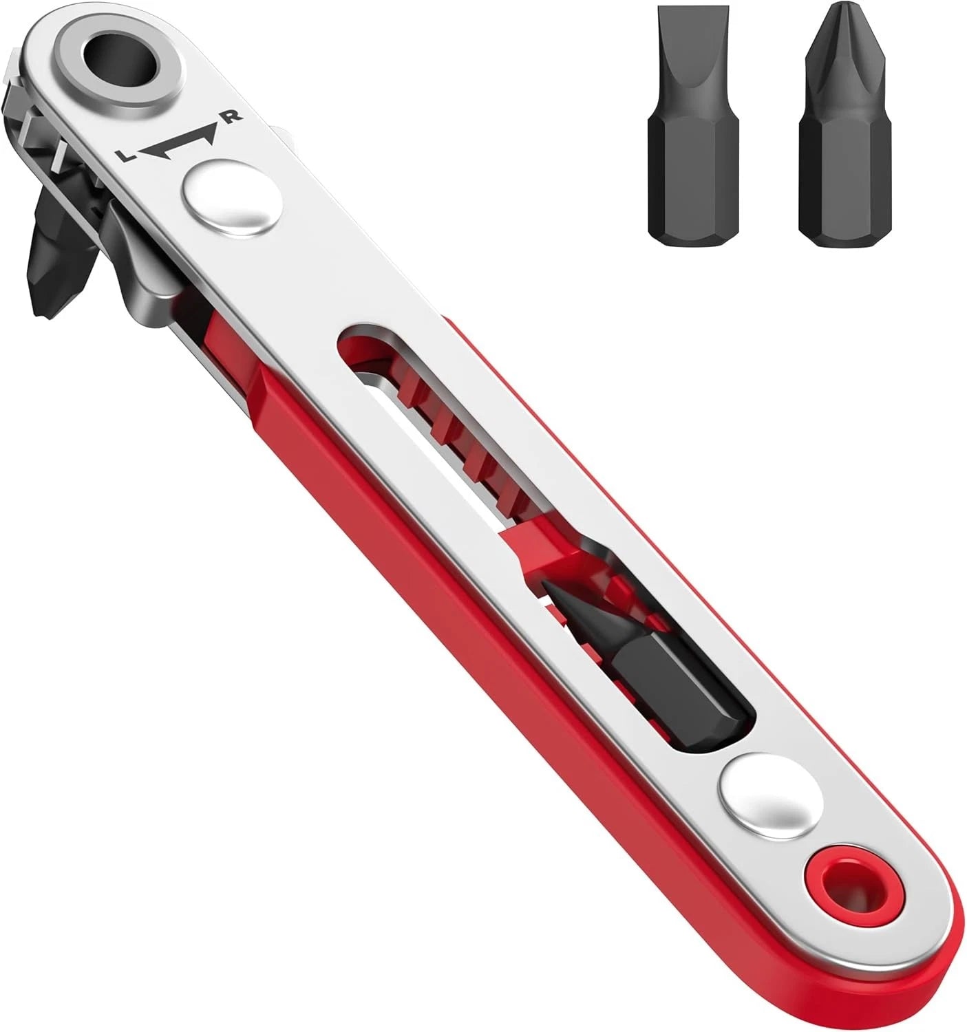 Bates Mini Ratchet Wrench, 1/4" Magnetic 90 Degree Screwdriver, Low Profile Righ