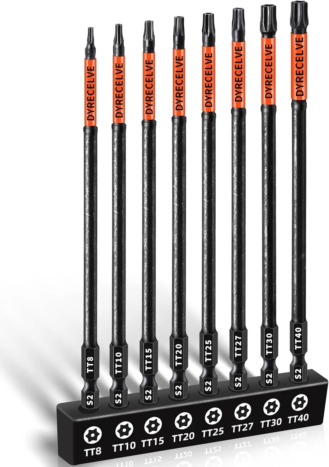 Impact Security Torx Bit Set 6-Inch 8-Pieces 6 Inch Bits, Black
