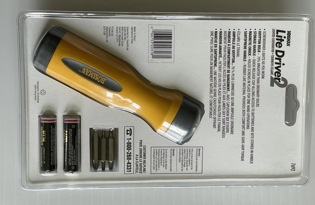 Hand-Held Screwdriver Set, Lighted, Sealed Brand New with Batteries and bits set