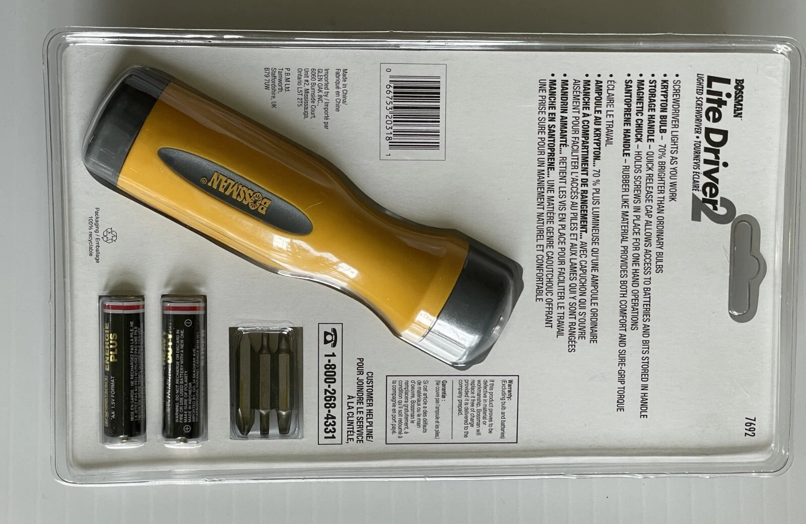 Hand-Held Screwdriver Set, Lighted, Sealed Brand New with Batteries and bits set