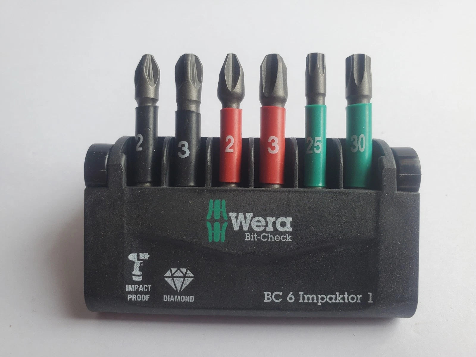 Wera Impact Bit-Check 6 Impaktor 1 Power Bit Set - PH2 PH3 PZ2 PZ3 TX T25 T30
