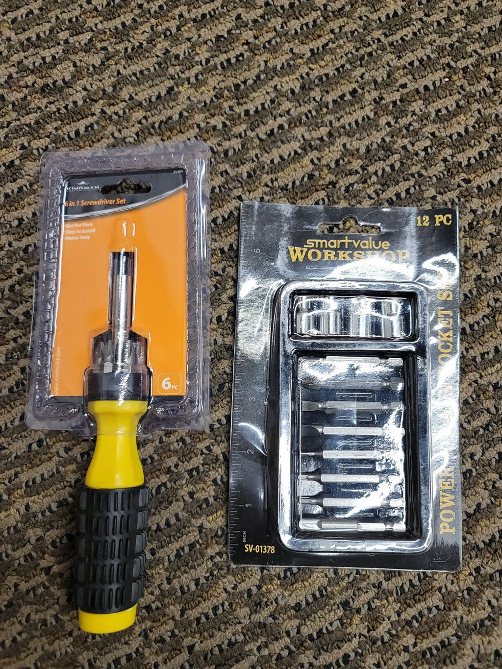 KINGMAN  6 in 1  Screwdriver set 4 Philips and 2 flat US and bit set