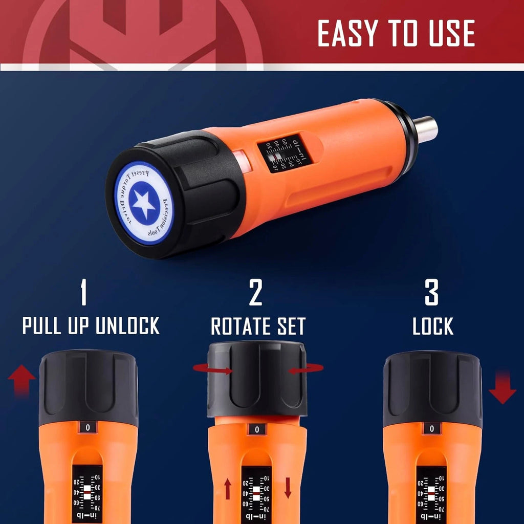 KNINE OUTDOORS Torque Screwdriver Wrench Driver Set 10-70 Inch Pounds Orange
