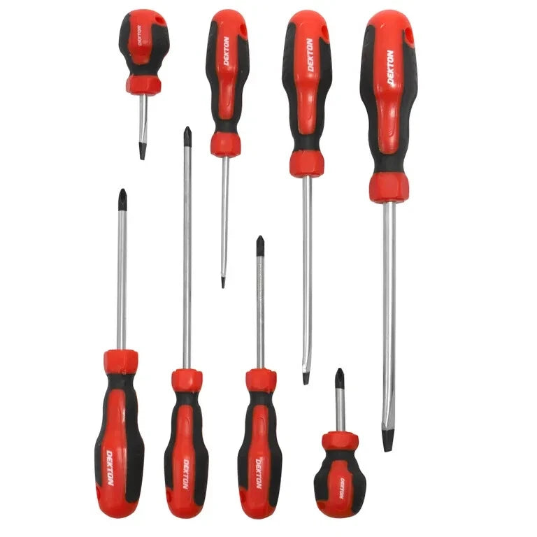 DEKTON 8pc Screwdriver Set – Phillips & Slotted, Mixed Sizes, CR-V Steel