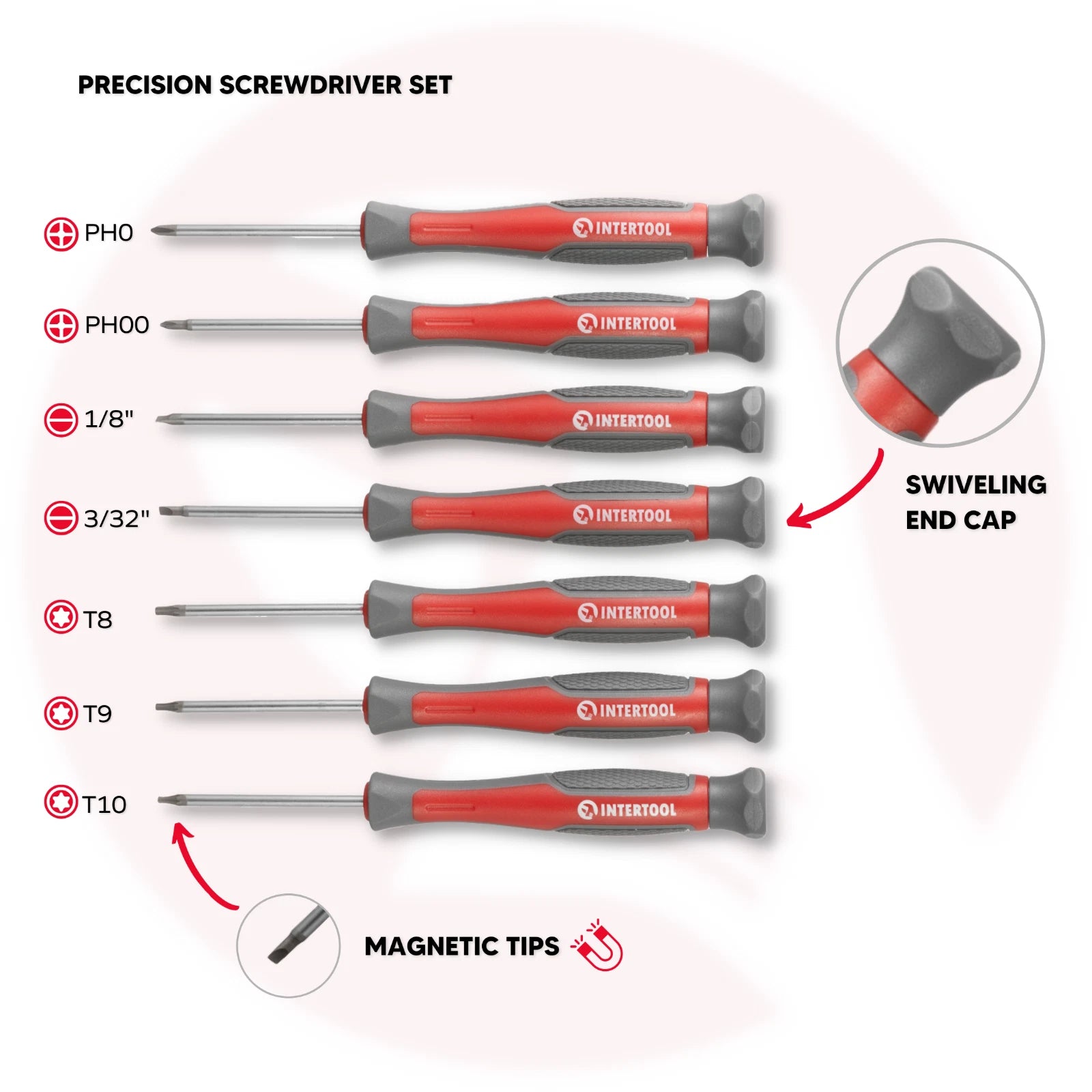 INTERTOOL 70-Piece Magnetic Screwdriver Set with Multi Bits VT08-3370