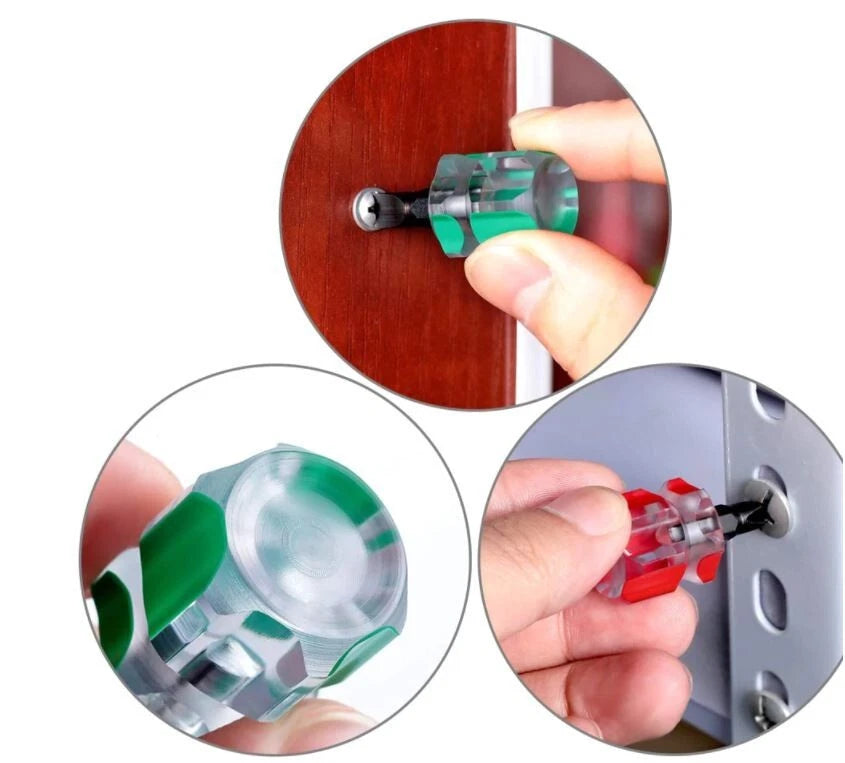 Mini Ultra Short Stubby Screwdriver 2 Pcs 1 Phillips, 1 Flat Head DIY Repairs