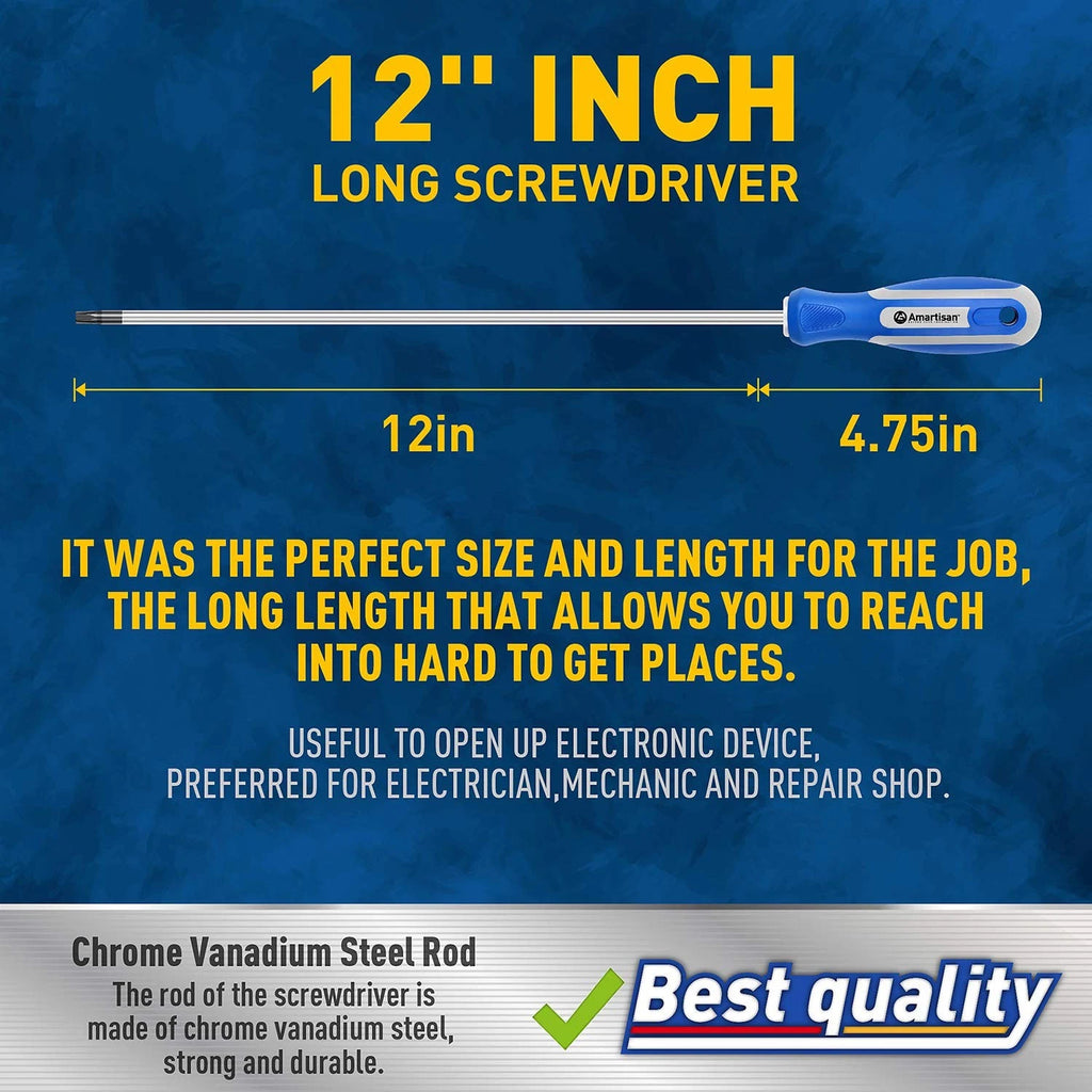 Amartisan 6-Piece Extra Long Torx Screwdrivers Set, length 12''(300mm) T10 - ...