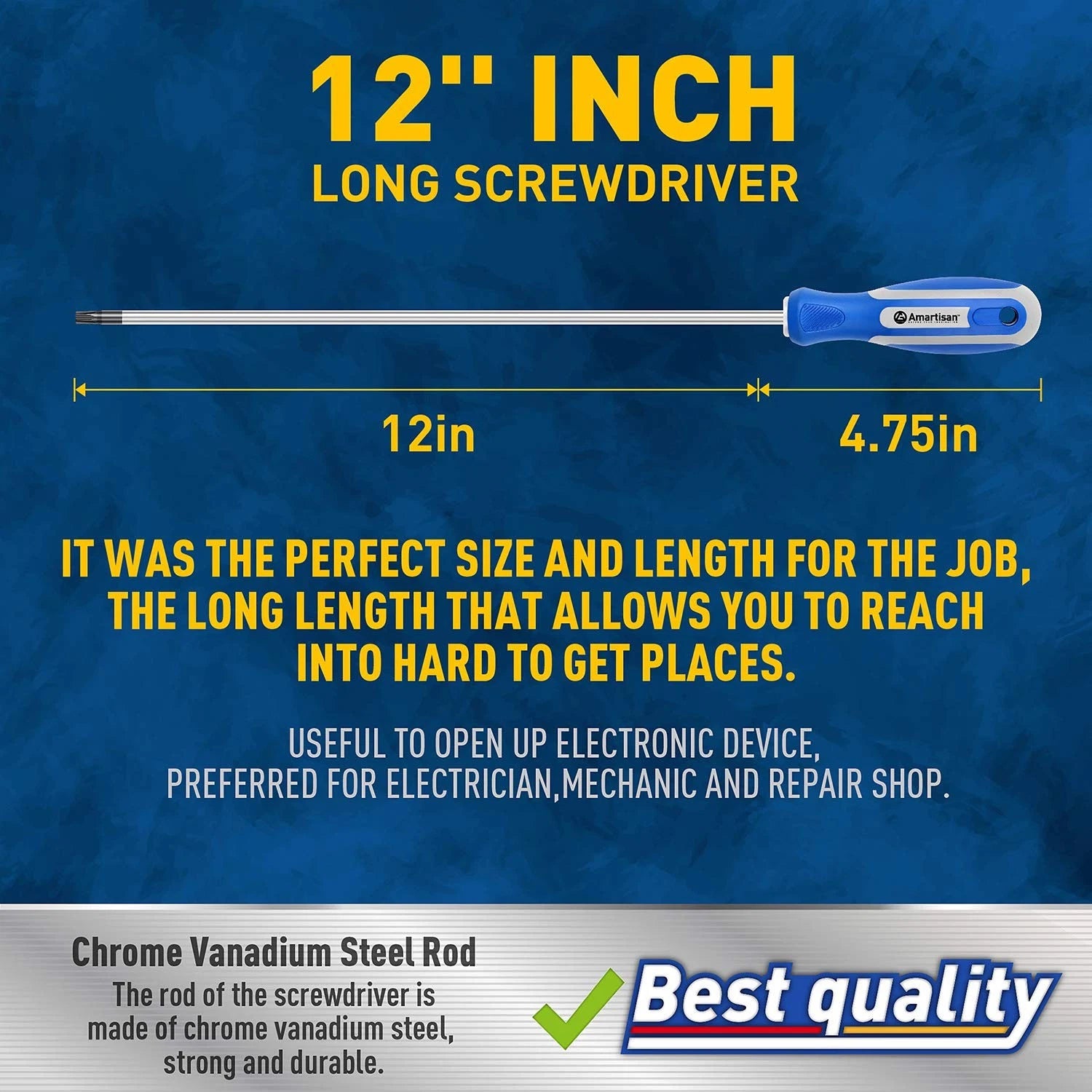 Amartisan 6-Piece Extra Long Torx Screwdrivers Set, length 12''(300mm) T10 - ...