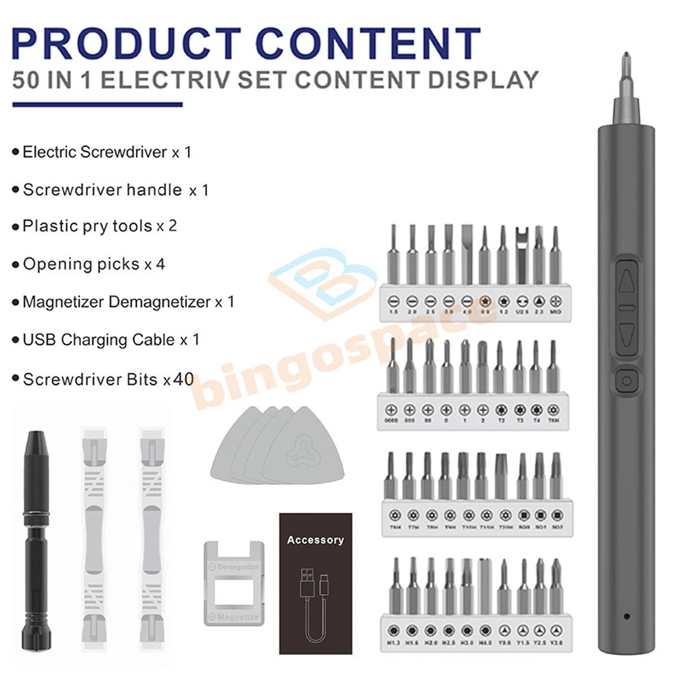 Mini Electric Screwdriver Cordless Precision Screwdriver Set with 40 Driver Bits